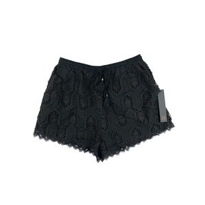 House of Harlow Lace Crochet Tassel Shorts Womens S Black Drawstring‎ Boho NWT